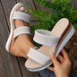 New Hemp Rope Woven Wedge Slippers Summer Ethnic Style Sandals Double Wide Strap Shoes For Women