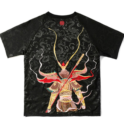 Embroidered Sun Wukong Retro Dragon T-Shirt