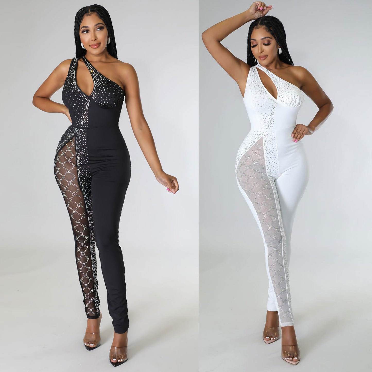 Slim-fit Rhinestone One-piece Nightclub Uniforms