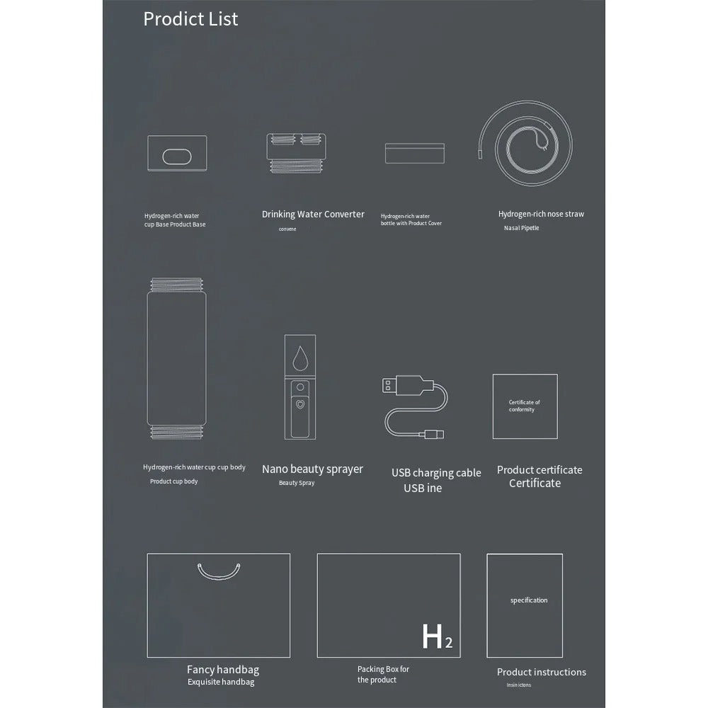 Oxygen-enriched Water Glass High Concentration 9000PPb Hydrogen-rich