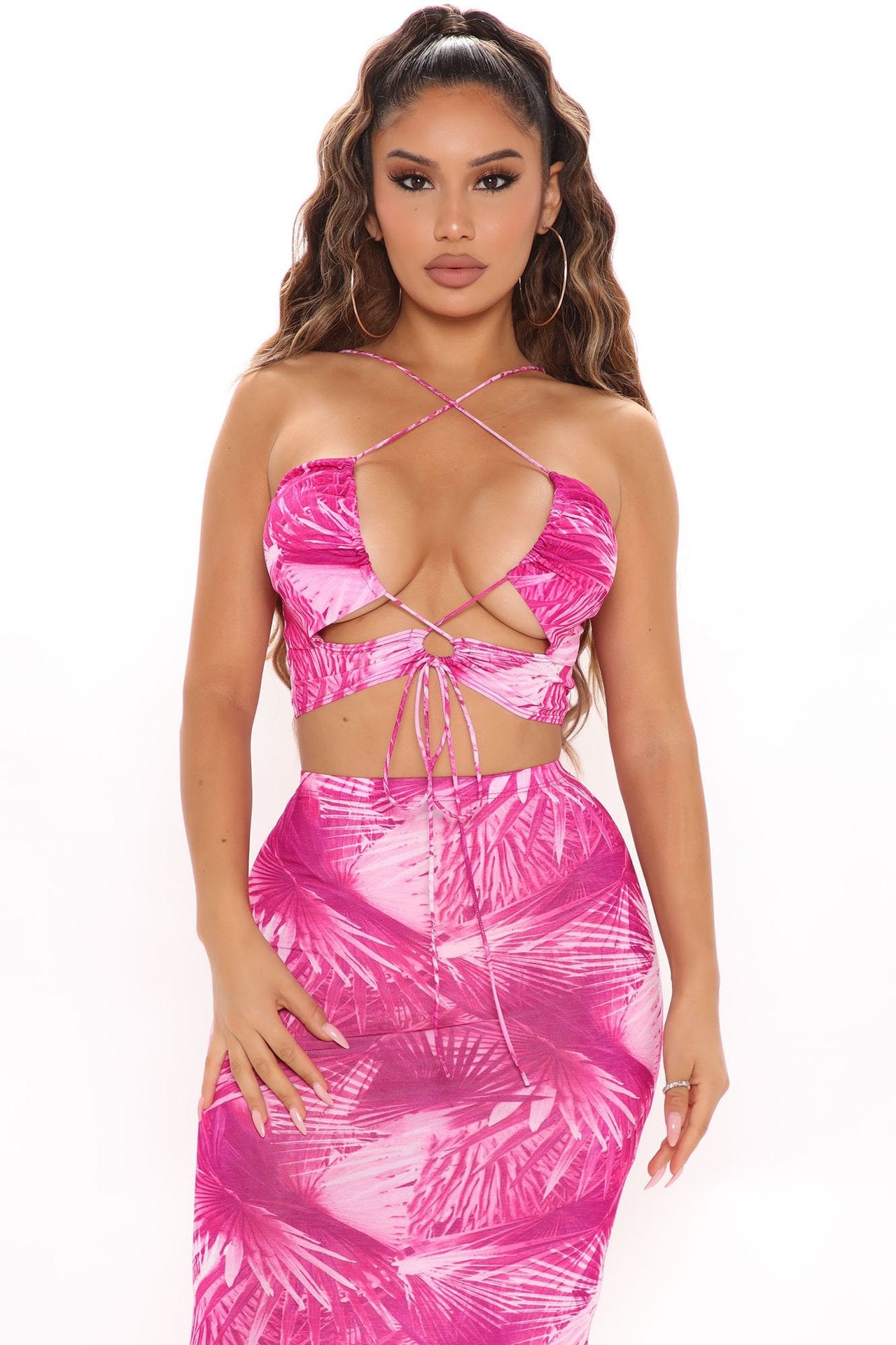 Printed Female Strapless Fashion Sexy Dress Suit