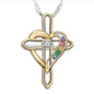 Cross Love Colorful Imitatio Gemstone Pendant Alloy Clavicle Chain