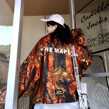 Sweater Oversize National Tide Fenglin Night Maple Leaf Full Printing Tide Brand Jacket INS Loose Hip Hop Jacket