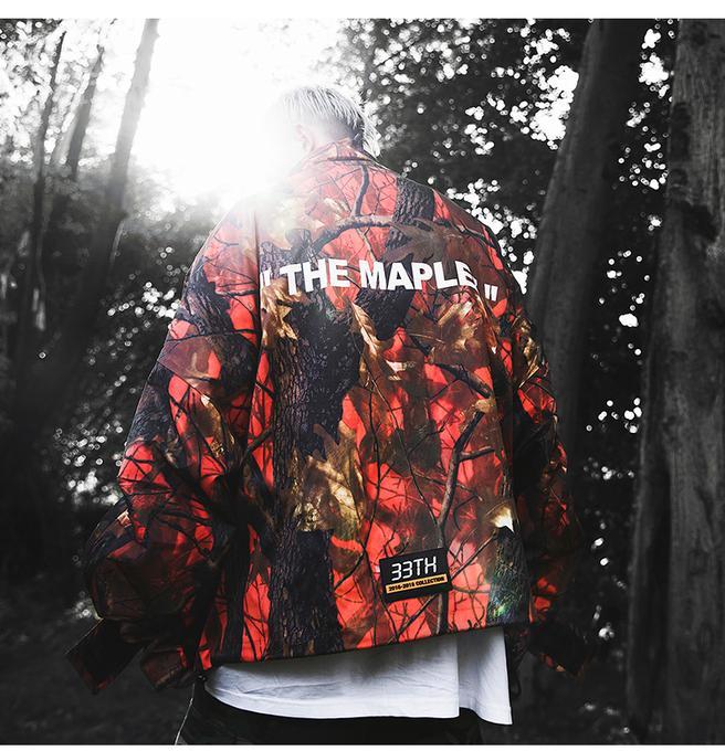 Sweater Oversize National Tide Fenglin Night Maple Leaf Full Printing Tide Brand Jacket INS Loose Hip Hop Jacket