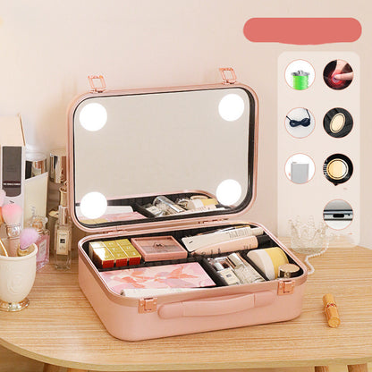 Fashionable Large Capacity Cosmetic Case With Light