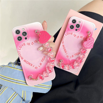 Compatible with Apple , Simple Gradient Love Chain Phone Case