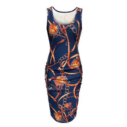 Women's Positioning Print Sleeveless Plus Size Dress