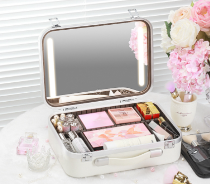 Fashionable Large Capacity Cosmetic Case With Light