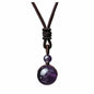 Fashion 16mm Natural Obsidian Pendant Amethyst Necklace For Men And Women