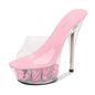 Women's High Heel Slippers With Crystal Sole