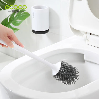 ECOCO Silicone Head Toilet Brush Quick Draining Clean Tool Wall-Mount Or Floor-Standing Cleaning Brush Bathroom Accessories