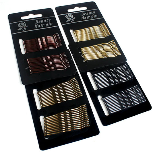 24pcs/lot Women Gold Black Drip Invisible Hair Grips Curly Wavy Bobby Pins For Daily Use Wedding Party Hair Maker
