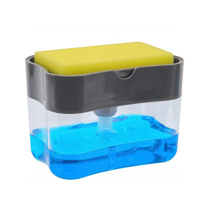 Detergent Automatic Liquid Adding Box Press out Scouring Pad Injector Dishwashing Pot Brush Soap Lye Box Kitchen Cleaner Tools