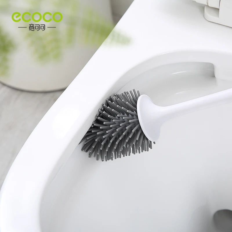 ECOCO Silicone Head Toilet Brush Quick Draining Clean Tool Wall-Mount Or Floor-Standing Cleaning Brush Bathroom Accessories