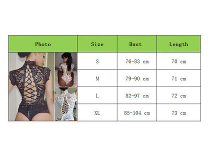 Women's Sexy Sissy Lace Bandage See Through Lingerie Nightwear G-String Underwear Erotic Jumpsuit