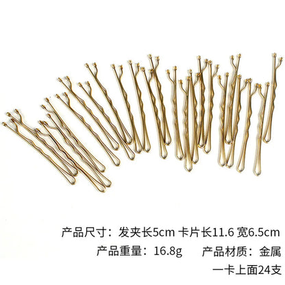 24pcs/lot Women Gold Black Drip Invisible Hair Grips Curly Wavy Bobby Pins For Daily Use Wedding Party Hair Maker