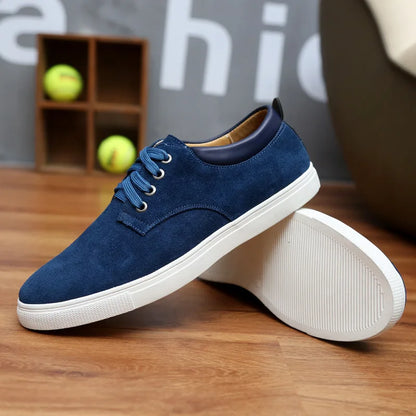 2023 New Fashion Suede Men Flats Shoes Canvas Shoes Male Leather Casual Breathable Shoes Lace-Up Flats For Students Large Size