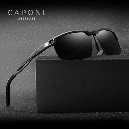 CAPONI Sports Sunglasses Men Polaroid UV Protect Photochromic Aluminium Sun Glasses Car Driving Fishing Shades For Men BS8550