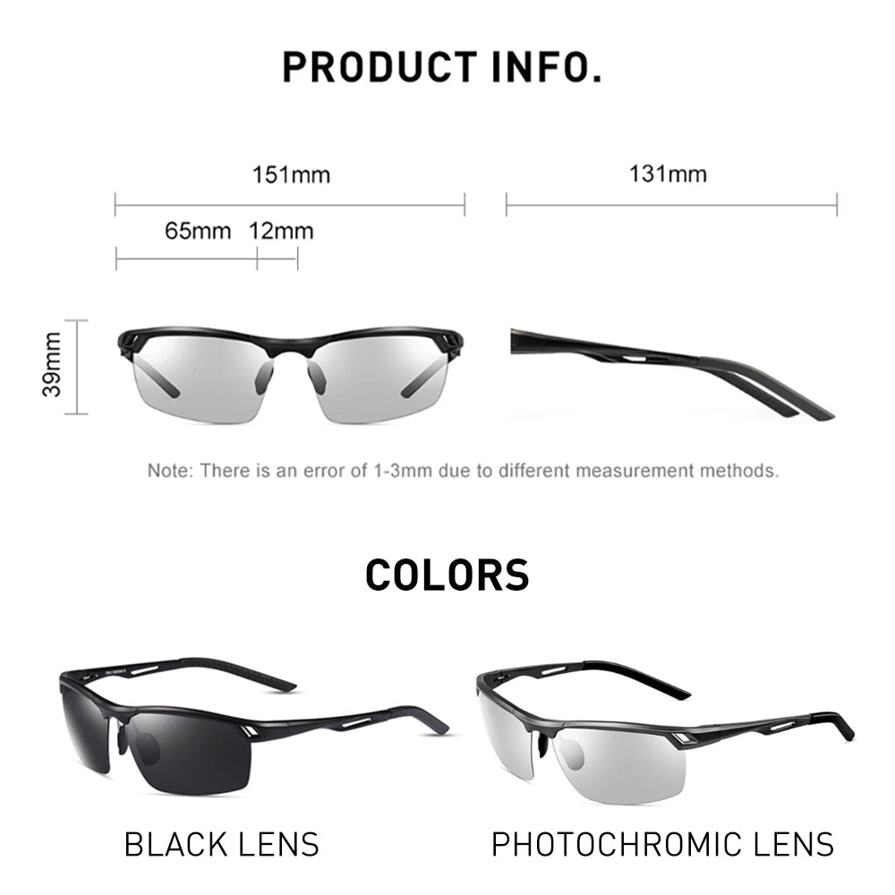 CAPONI Sports Sunglasses Men Polaroid UV Protect Photochromic Aluminium Sun Glasses Car Driving Fishing Shades For Men BS8550