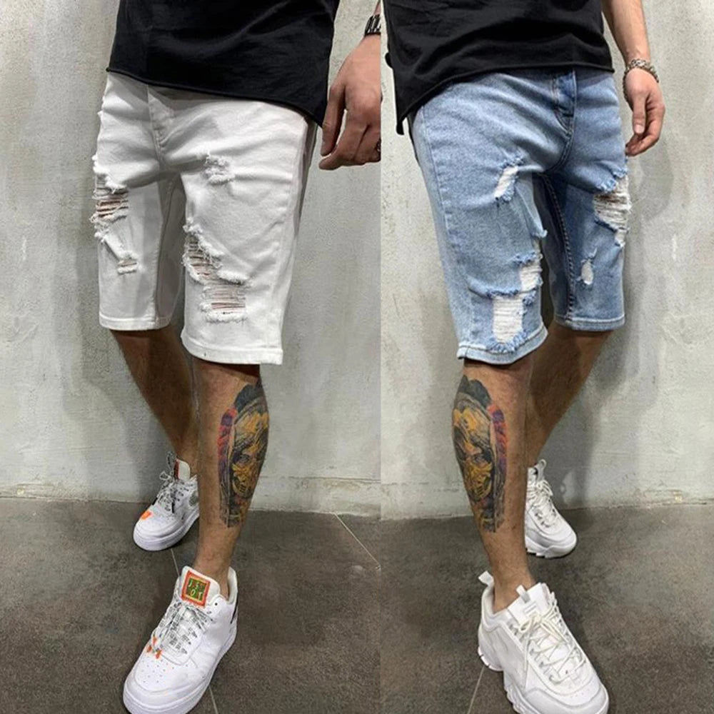 2020 Summer New Fashion Casual Slim Fit Men's Stretch Short Jeans  High Quality Elastic Denim Shorts