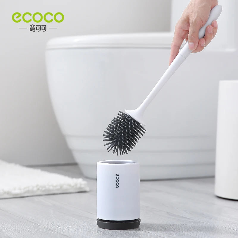 ECOCO Silicone Head Toilet Brush Quick Draining Clean Tool Wall-Mount Or Floor-Standing Cleaning Brush Bathroom Accessories