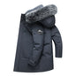 Fox Fur Collar Men's Coat Hooded Men's Clothing Mid-length Down Jacket Warm Cold-resistant Coat