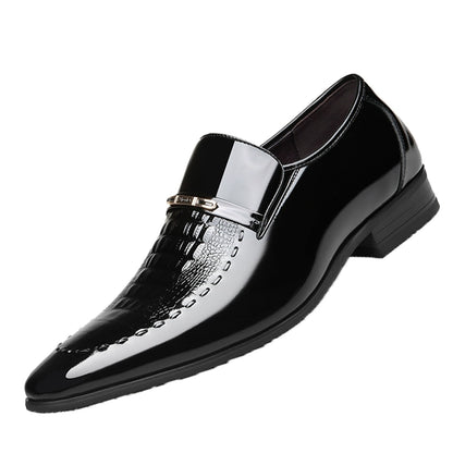 Classic Car Business Formal Wear Leather Shoes Men's Genuine Leather Spring & Fall Breathable Crocodile Pattern Increased Pointed Bridesmaid Suit Wedding Shoes Men