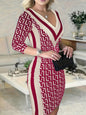 Fashion Geometric Pattern Three-quarter Sleeve Dress