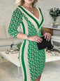 Fashion Geometric Pattern Three-quarter Sleeve Dress