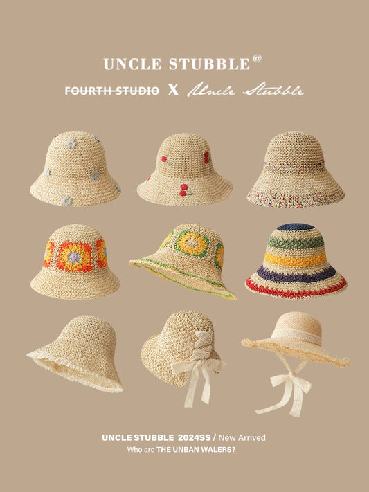 Straw Hat French Girls Travel Seaside Sunshade Lace