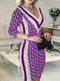 Fashion Geometric Pattern Three-quarter Sleeve Dress