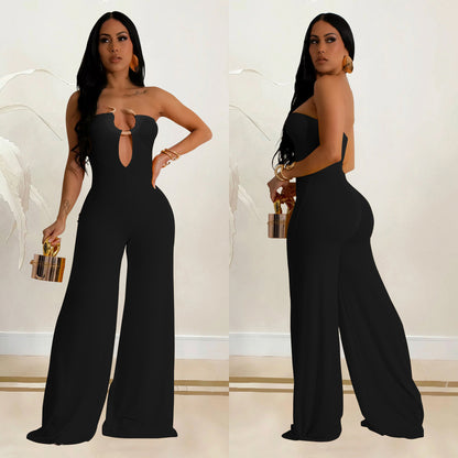 Women's Solid Color Fashion Trousers Jumpsuit