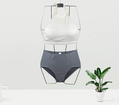 Hot Spring Ins Style High Collar Minimalist Women's Two-Piece Swimsuit