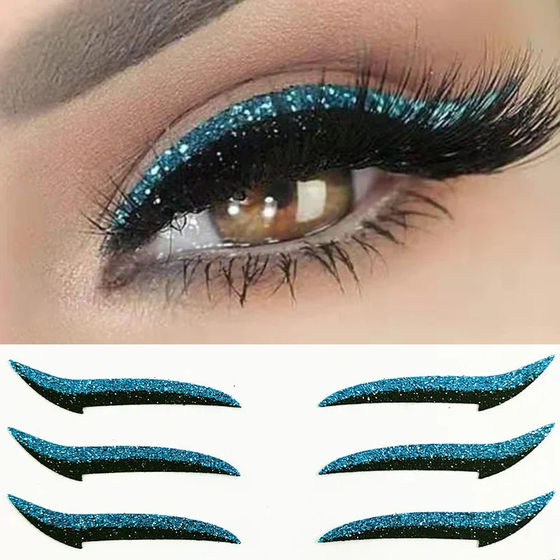 Fake Glitter Eyeliner Sticker Self-adhesive Party Makeup Eyeliner Sticker Magic Double Eyelid Tape Cat Eye Makeup Cosmetic Tools