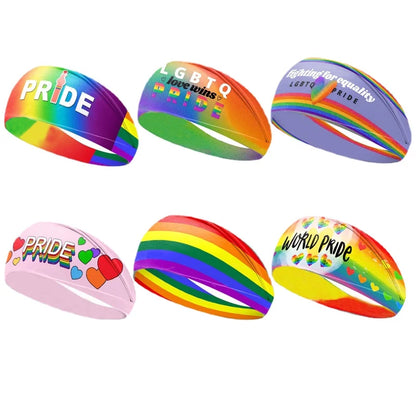 New Rainbow Letters Printed Stretch Headband for Men Women Breathable Sweat-absorbing Sports Hairbands Sweatband Gym Accessories