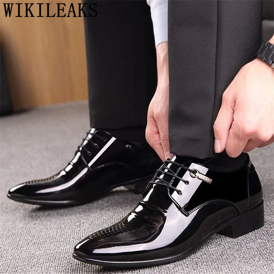 Black Designer Formal Oxford Shoes For Men Wedding Shoes Leather Italy Pointed Toe Mens Dress Shoes 2024 Sapato Oxford Masculino