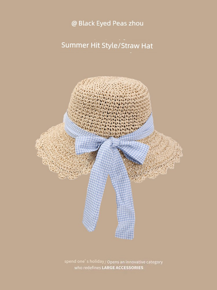 Straw Hat Japanese Style Women's Hand-Woven Summer Outing Lace