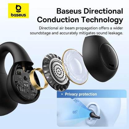 Baseus AirGo AS01 Wireless Headphones Ear clip Earphones Bluetooth 5.3  2MIc ENC HD Call Noise Reduction Earbuds Sports Earbuds