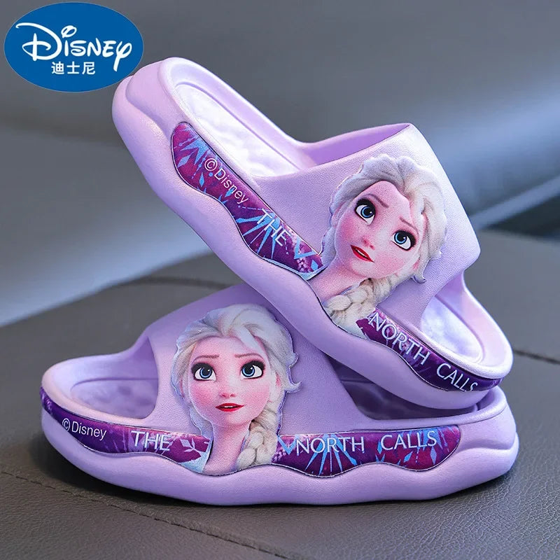 Disney Frozen Princess Elsa Children's Slippers Summer Girl's Cute Cartoon Anti slip Soft Sole Indoor Bathing Sandals & Slippers