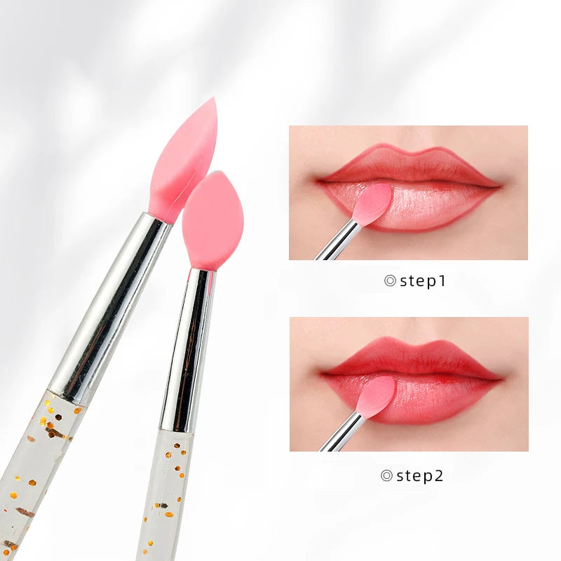 5/10/20Pcs Soft Silicone Eyeshadow Lip Applicator Brush Lip Gloss Makeup Brushes with Crystal Handle Cosmetic Beauty Makeup Tool