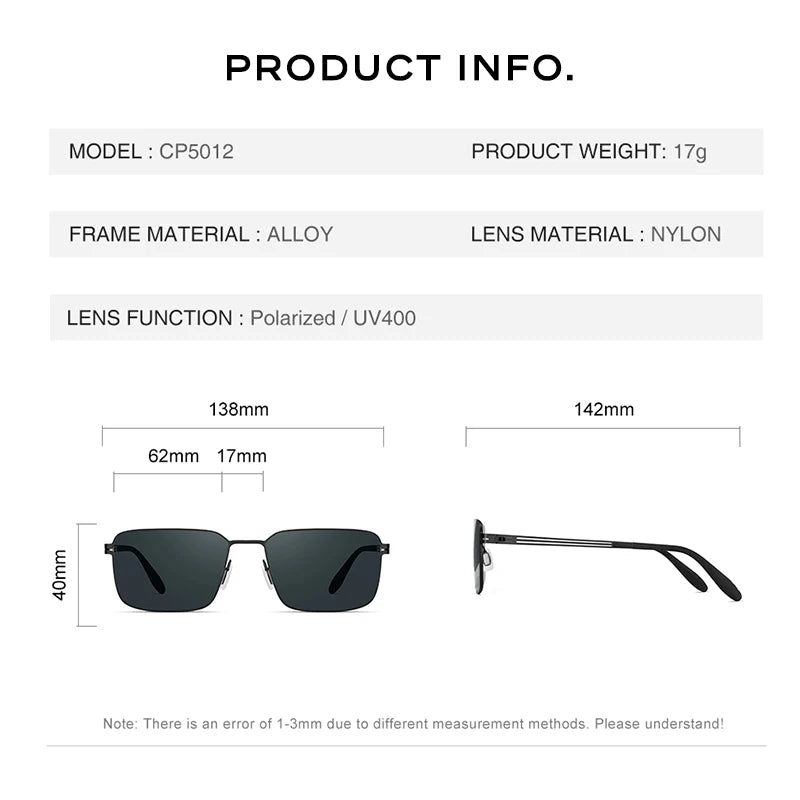 CAPONI Nylon Lenses Men's Sunglasses Polarized Outdoor Driving Alloy Sun Glasses UV400 Protect No Screws Design Shades CP5012