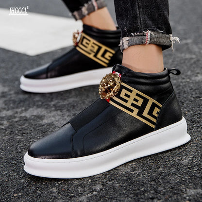 New men's Casual luxury designer black men"s shoes loafers male high-top luxury brand shoes beauty accessories casual shoes P26