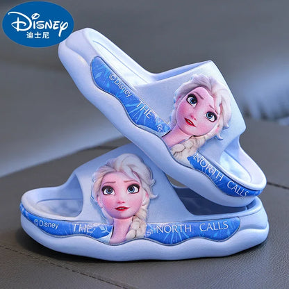 Disney Frozen Princess Elsa Children's Slippers Summer Girl's Cute Cartoon Anti slip Soft Sole Indoor Bathing Sandals & Slippers