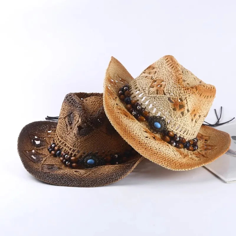 2024 Spring/Summer Spanish Vintage Cowboy Straw Hat Men's and Women's Hat New Outgoing Sunshade Leisure Versatile Beach Hat