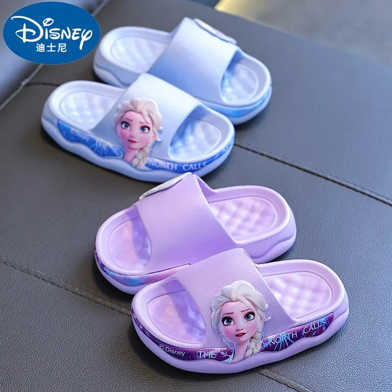 Disney Frozen Princess Elsa Children's Slippers Summer Girl's Cute Cartoon Anti slip Soft Sole Indoor Bathing Sandals & Slippers