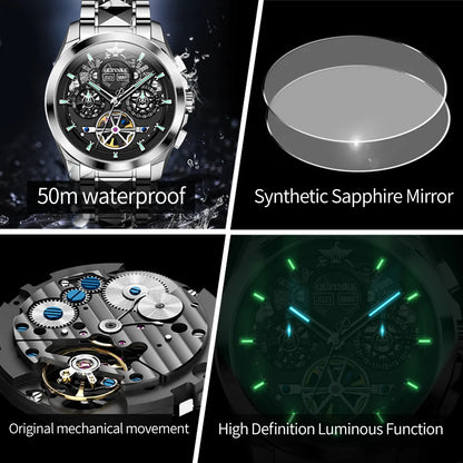 OUPINKE Automatic Mechanical Watch for Men Luxury Top Brand Tungsten Steel Sapphire Mirror Original Waterpoof Watches 2023 Trend