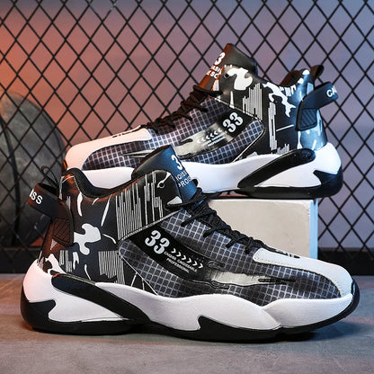 2022 Couple Sneakers Men Air Cushion Basketball Shoes Women Leather Sports Shoes Male Trainers High-top Waterproof Boots