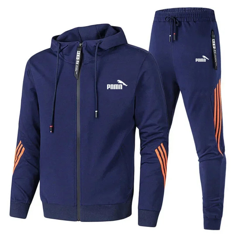 2024 Spring and Autumn Men's Sports Suit Thin Hooded Sweater Casual Running Sportswear Two-piece Se men clothes  tracksuit men