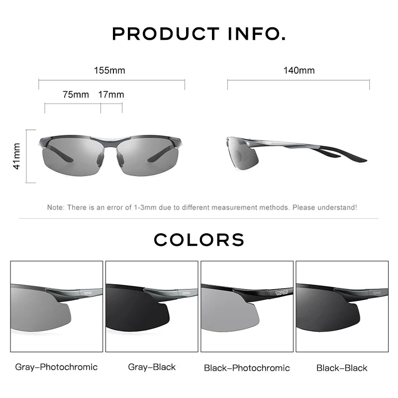 CAPONI Aluminum Men's Sunglasses Polarized SportsUV Film Coating Sun Shades Driving Clear Vision Eyewear For Men UV400 BS8033