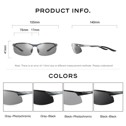 CAPONI Aluminum Men's Sunglasses Polarized SportsUV Film Coating Sun Shades Driving Clear Vision Eyewear For Men UV400 BS8033